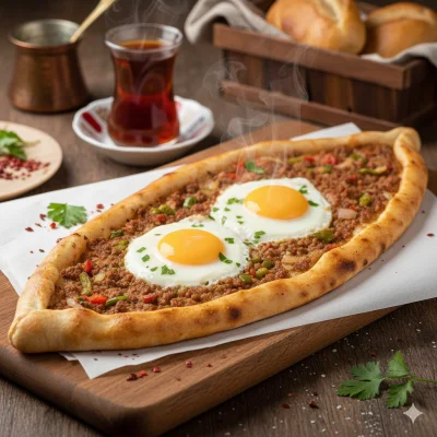 Kıymalı Yumurtalı Pide