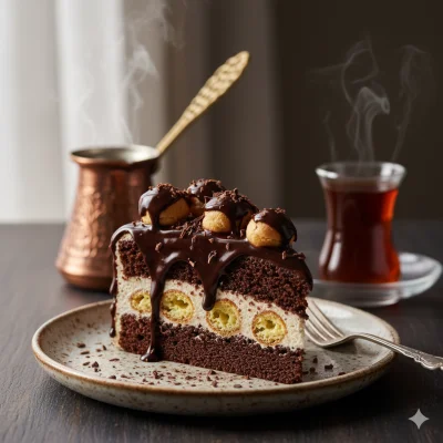 Bitter Çikolatalı Profiterol Pasta